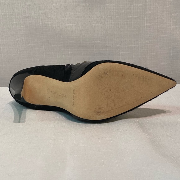 Manolo Blahnik Toapa Studded Mixed Media Ankle Boot Black 8.5B US Dyed Calf Hair - Picture 15 of 16